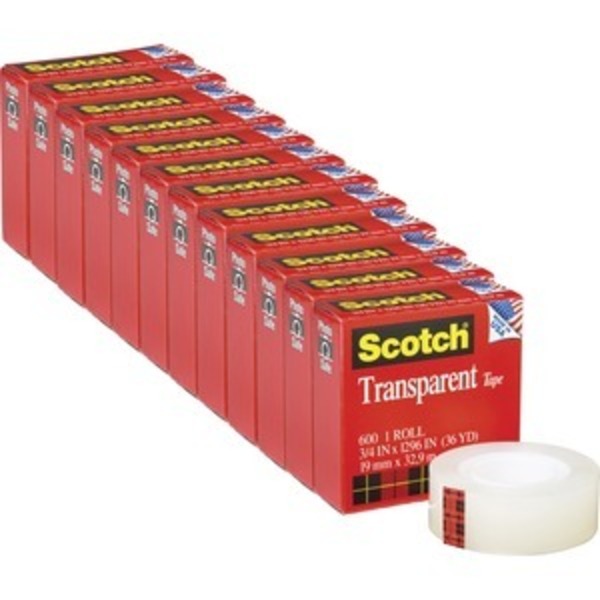 Scotch MMM600341296Pack Tape, Roll, Transp, 3/4X1296 Inch MMM600341296PK